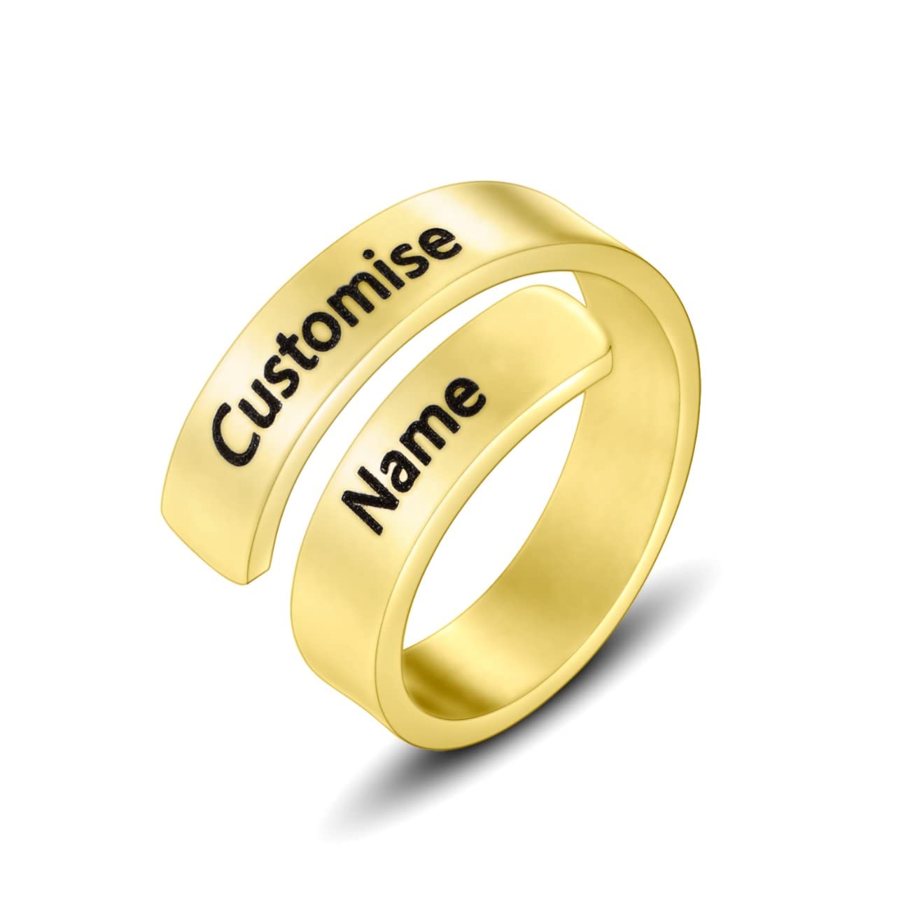 Personalized Engraved Dual Name Adjustable Ring