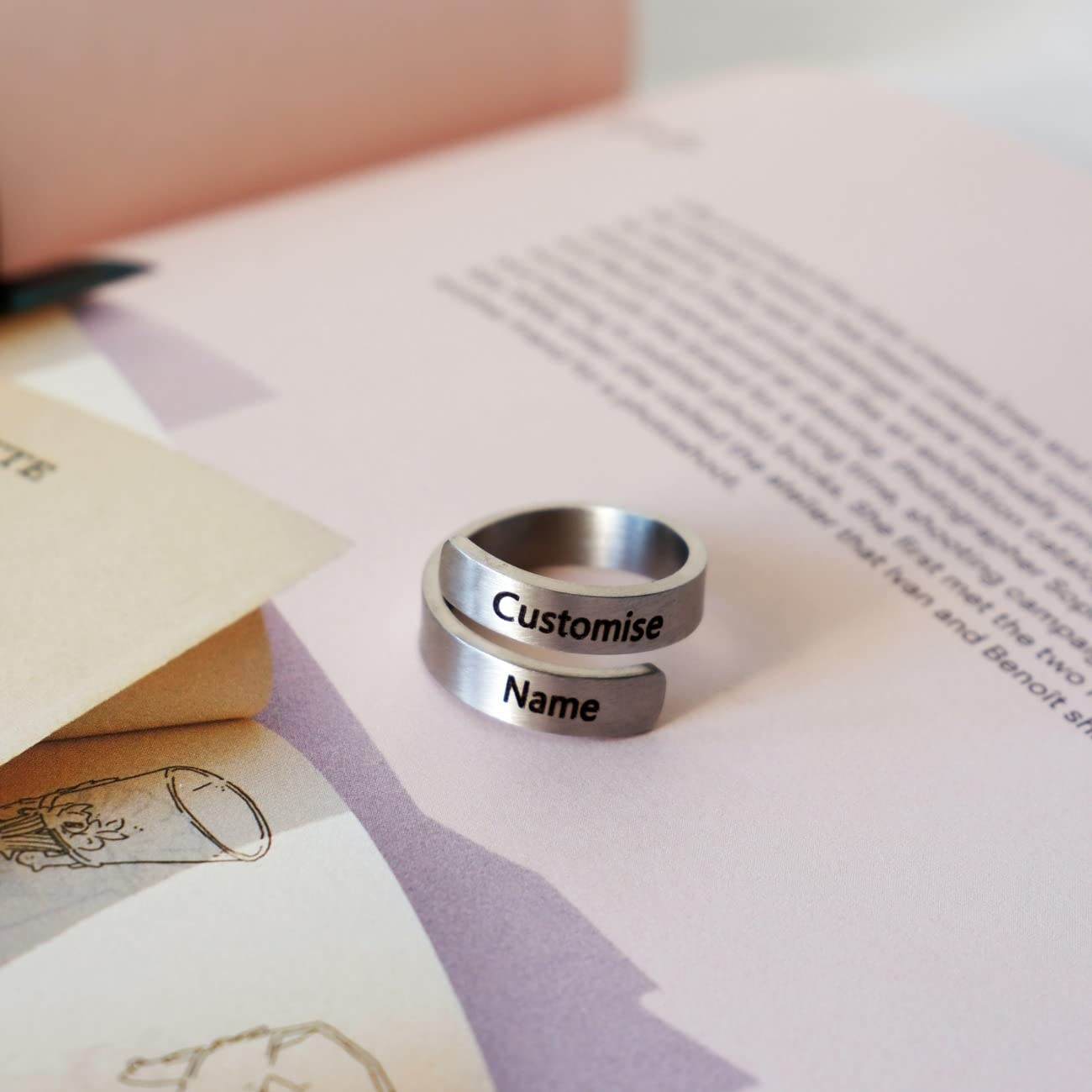 Personalized Engraved Dual Name Adjustable Ring