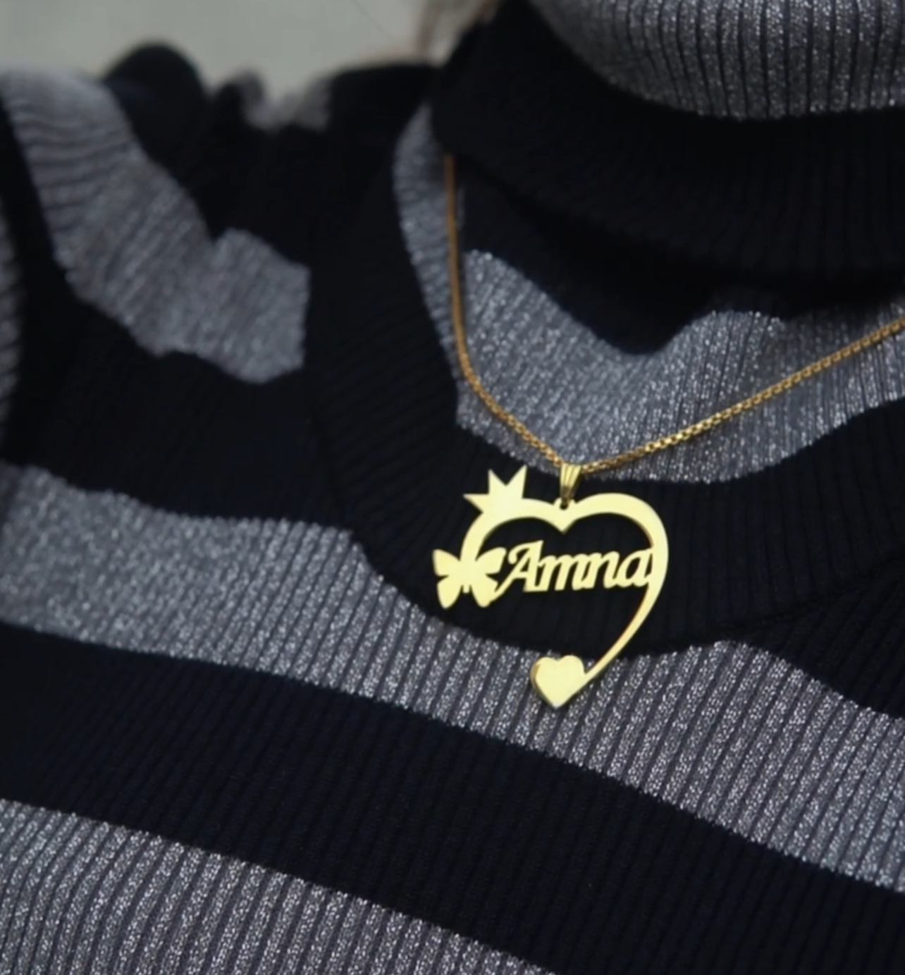 Crown Heart I Customize Name Necklace