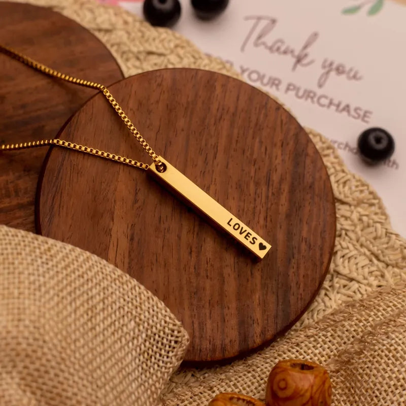 3D Engraved Bar Necklace