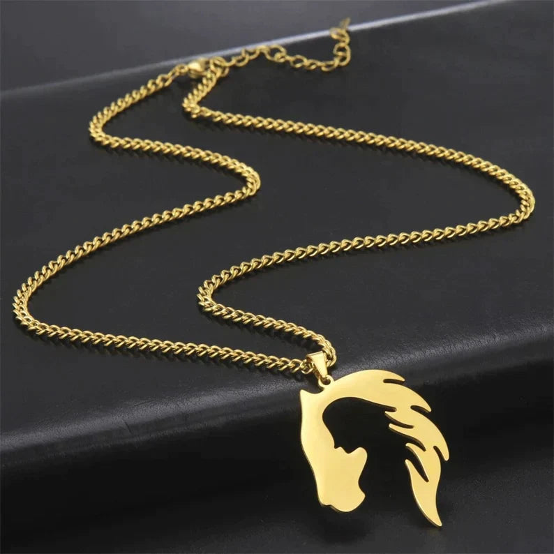 Horse's Head Girl's Silhouette Pendant Necklaces