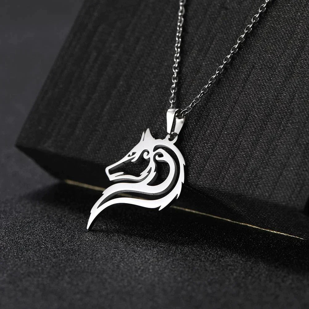 Viking Ancient Fenrir Wolf Necklace Stainless Steel Wolves Animal Necklace - Pendant