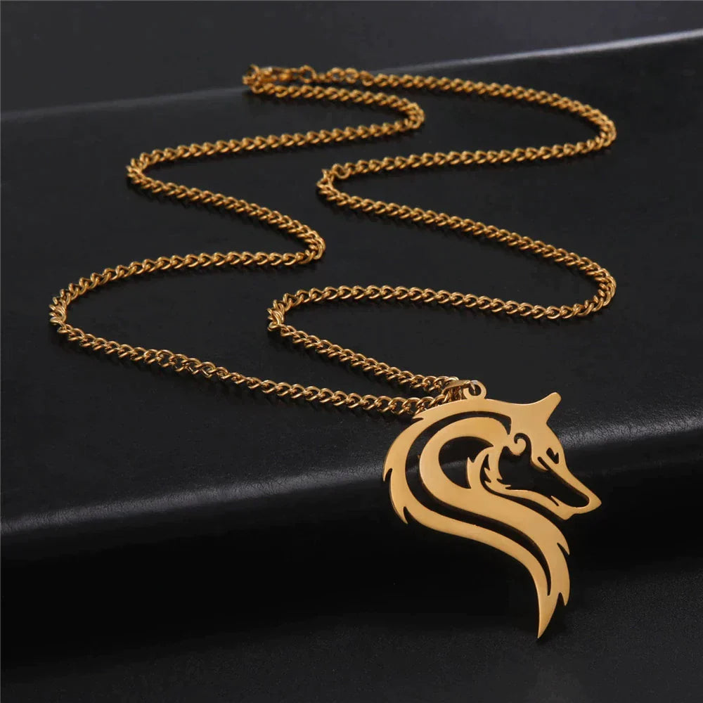 Viking Ancient Fenrir Wolf Necklace Stainless Steel Wolves Animal Necklace - Pendant