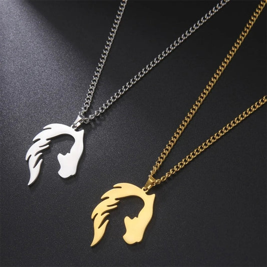 Horse's Head Girl's Silhouette Pendant Necklaces