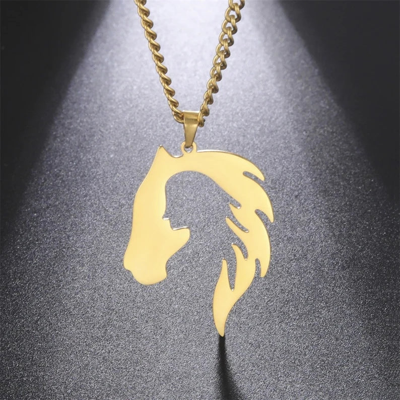 Horse's Head Girl's Silhouette Pendant Necklaces